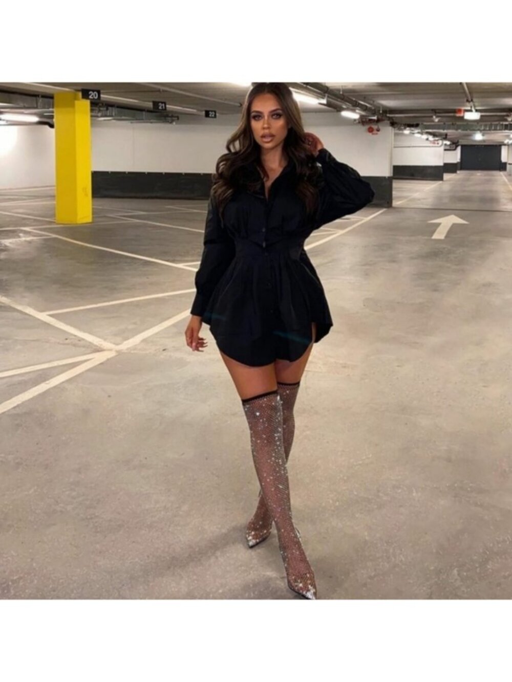 NIB Rhinestone Over-The-Knee Stretch Pointed Toe Stiletto Heels | Baddie Showgir - Picture 16 of 16